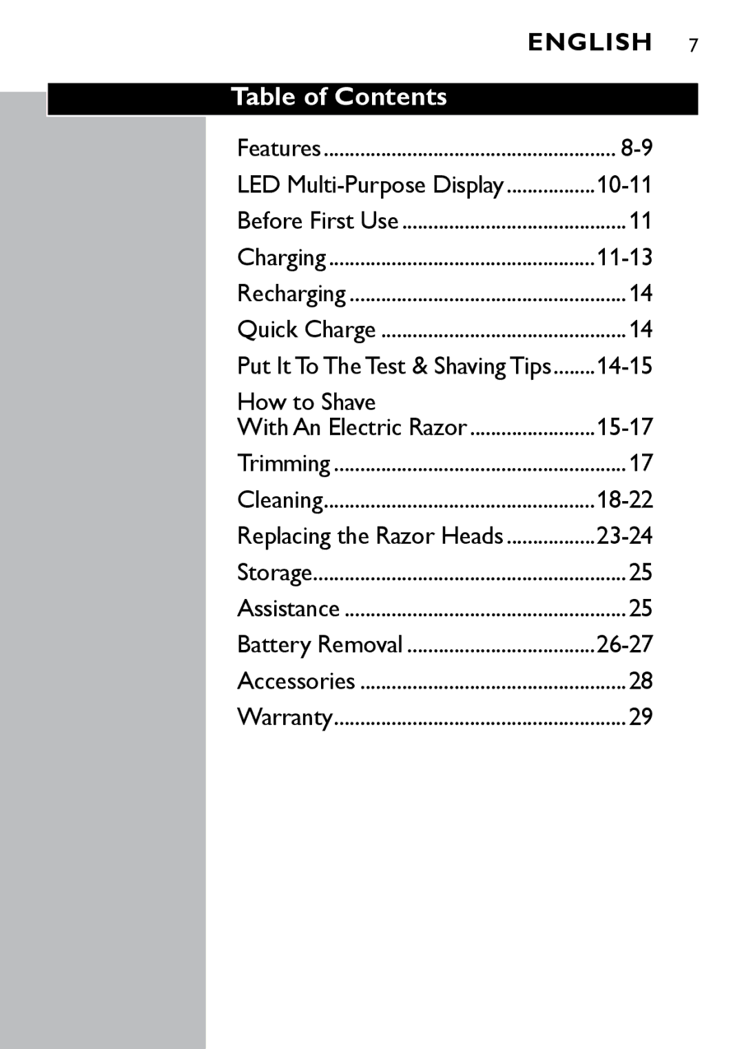 Philips AT895, AT875, AT830 manual Table of Contents 