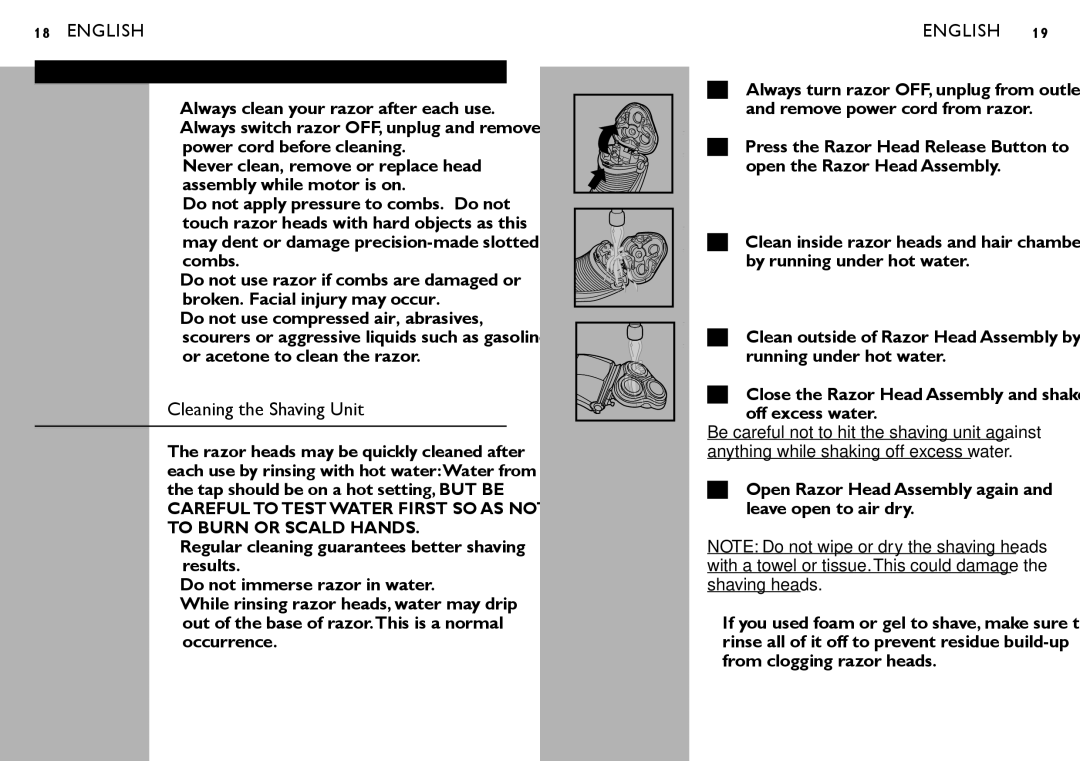 Philips at880 manual Cleaning the Shaving Unit 