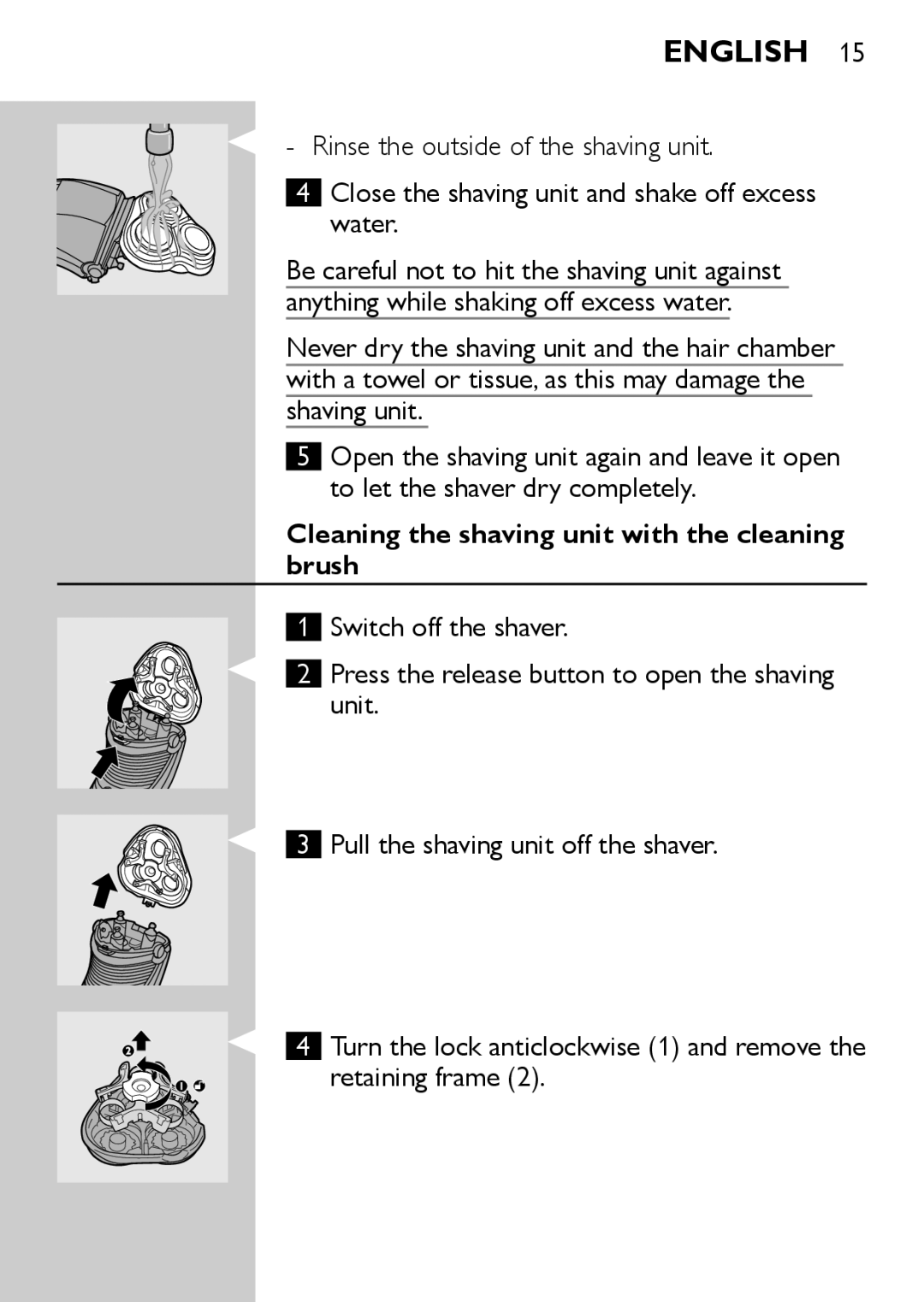 Philips AT890, AT753, AT893, AT752, AT750 manual Cleaning the shaving unit with the cleaning brush 