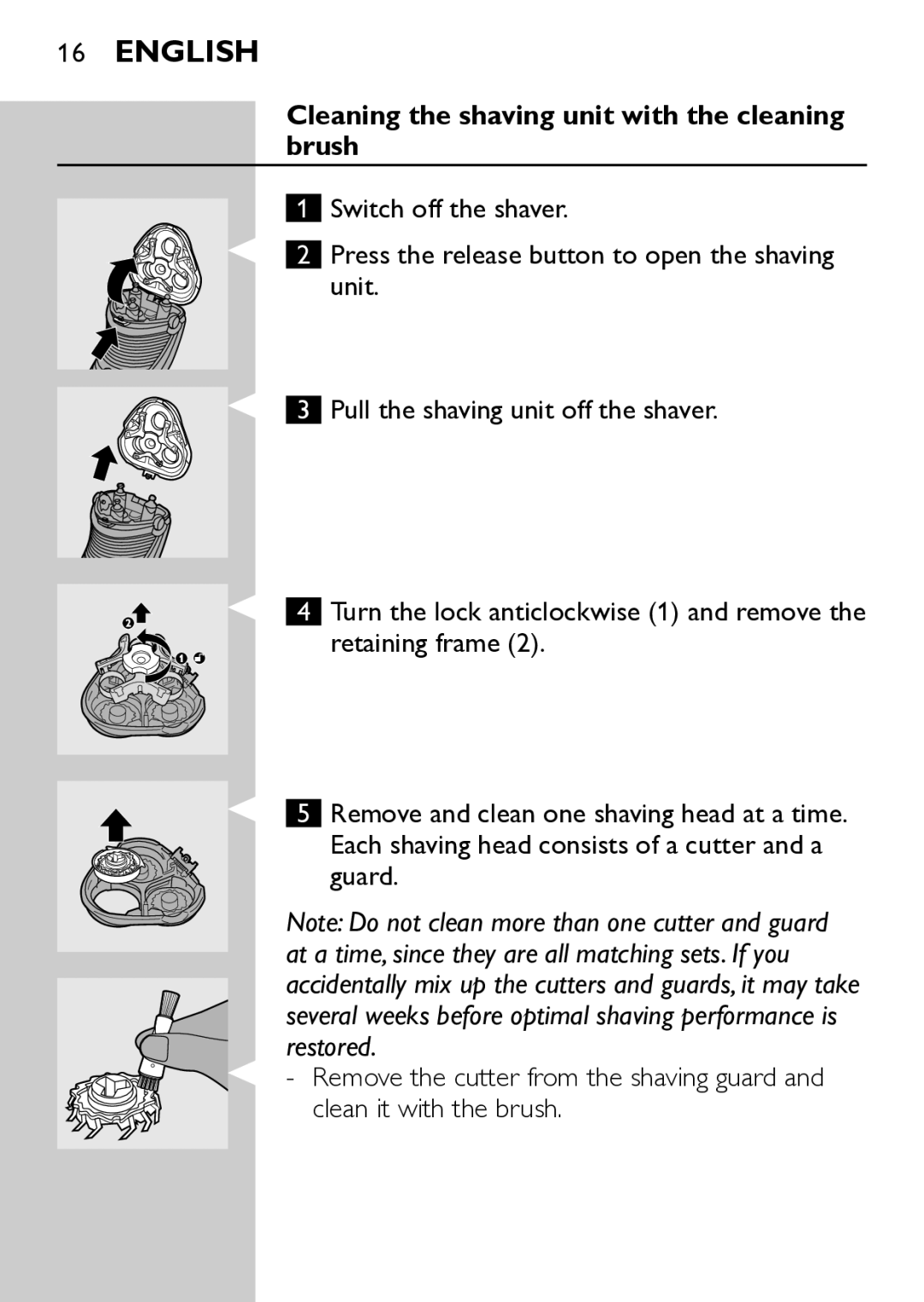 Philips AT921 manual Cleaning the shaving unit with the cleaning brush 