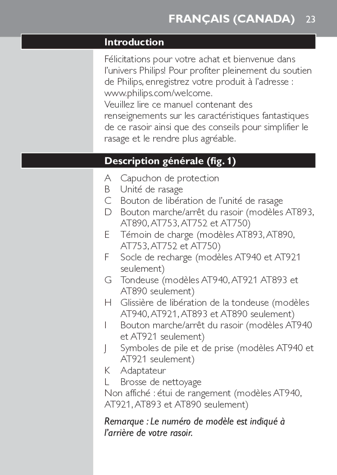 Philips AT921 manual Introduction, Description générale 