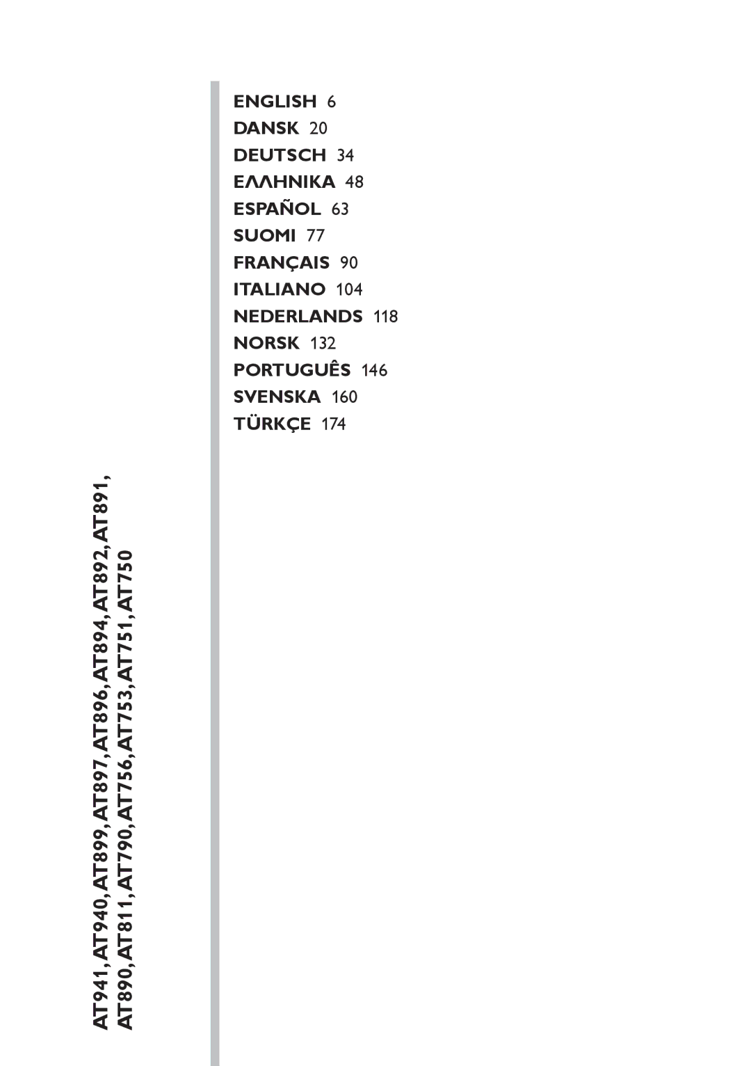 Philips AT751, AT941, AT890, AT891, AT940, AT894, AT753, AT896, AT897, AT811, AT790, AT899, AT756 user manual 