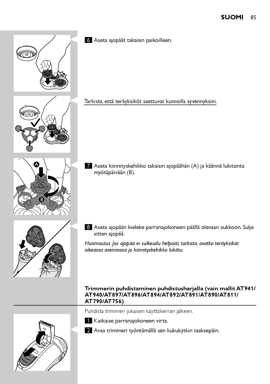 Philips AT896, AT941, AT890, AT891, AT940, AT894, AT751, AT753, AT897, AT811, AT790, AT899, AT756 user manual Suomi 