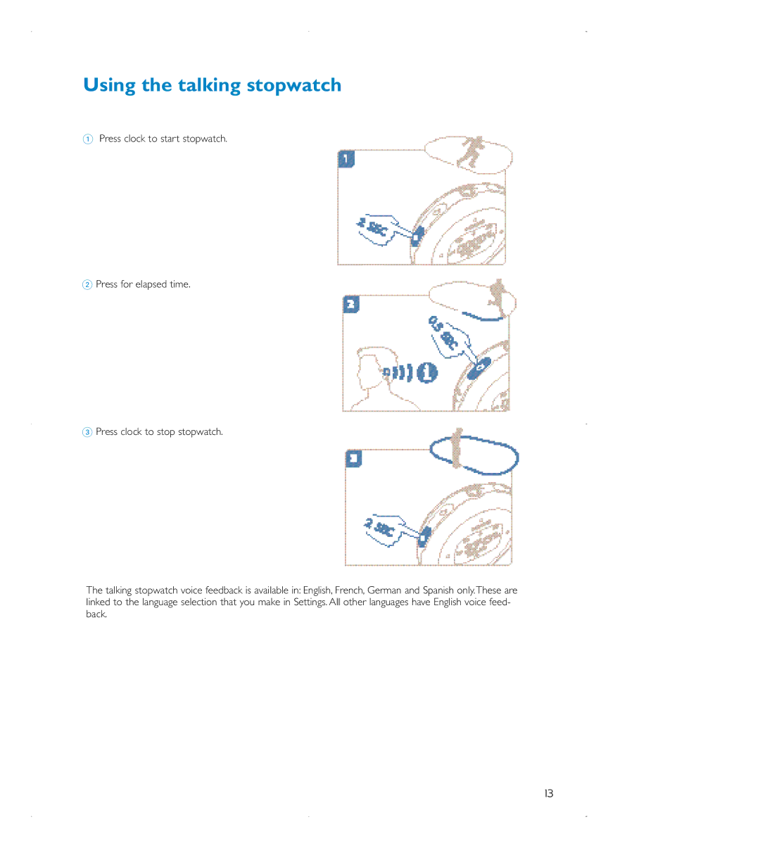 Philips audio players user manual Using the talking stopwatch 