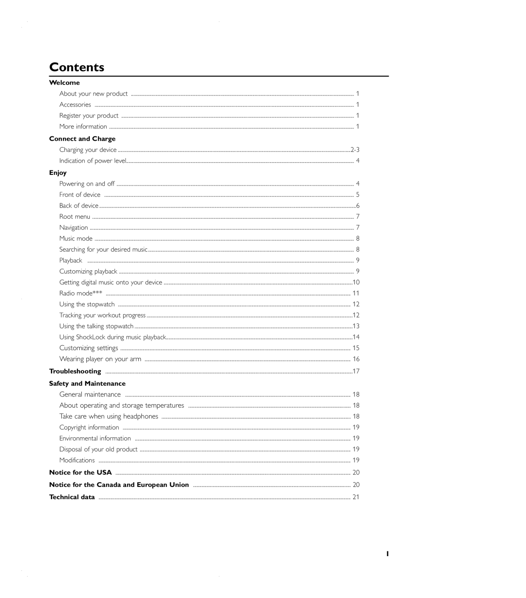 Philips audio players user manual Contents 