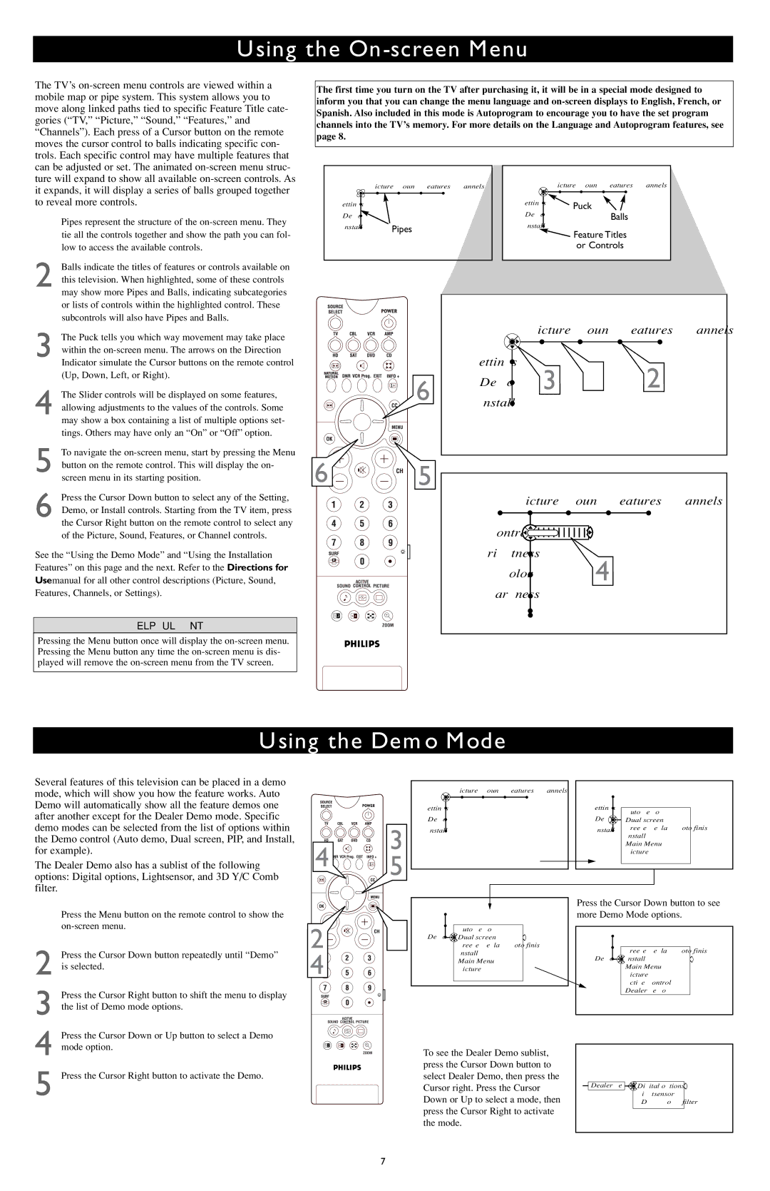 Philips AV6, AV4, AV3, AV2, AV5 user manual Using the On-screen Menu, Using the Demo Mode 