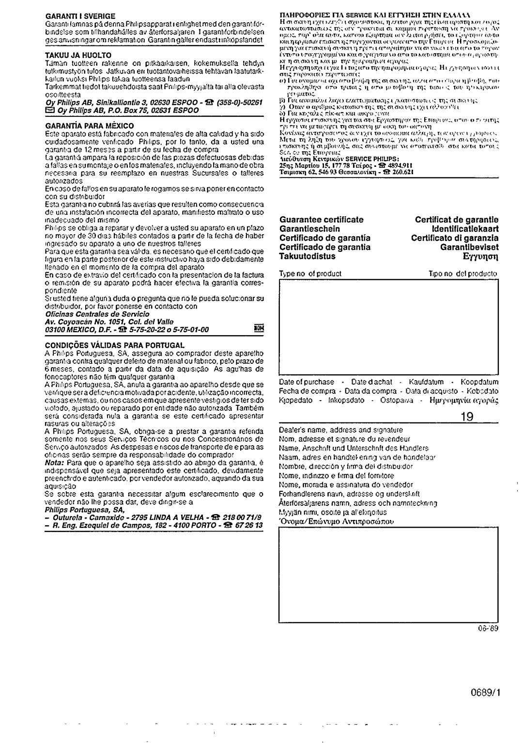 Philips AW 7890, AW 7892 manual 