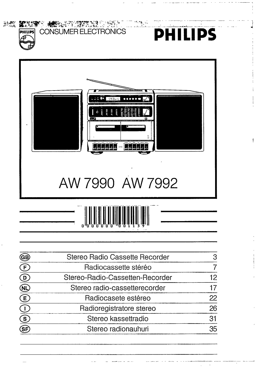 Philips AW 7992, AW 7990 manual 