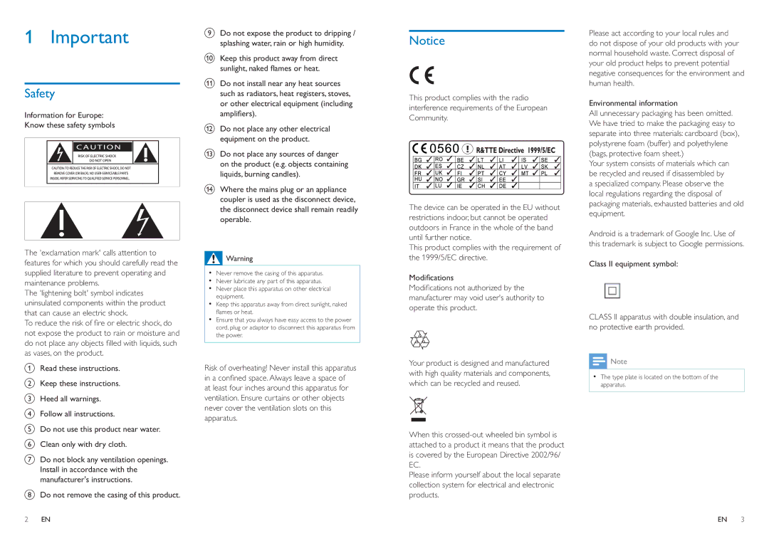 Philips AW3000 user manual Safety, VxqoljkwQdnhgÁdphvRuKhdw, Dpsolàhuv, OltxlgvExuqlqjFdqgohv, 0RGLÀFDWLRQV 