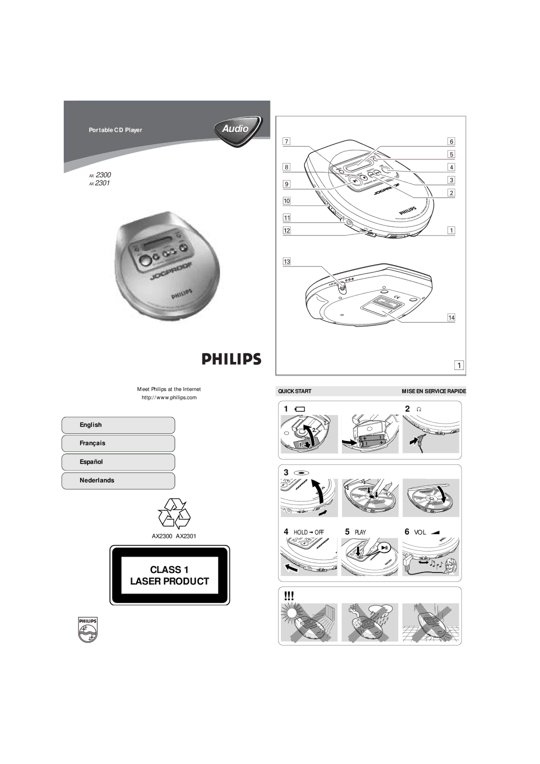 Philips AX 2300, AX 2301, AX2300/00Z quick start Audio, Meet Philips at the Internet 