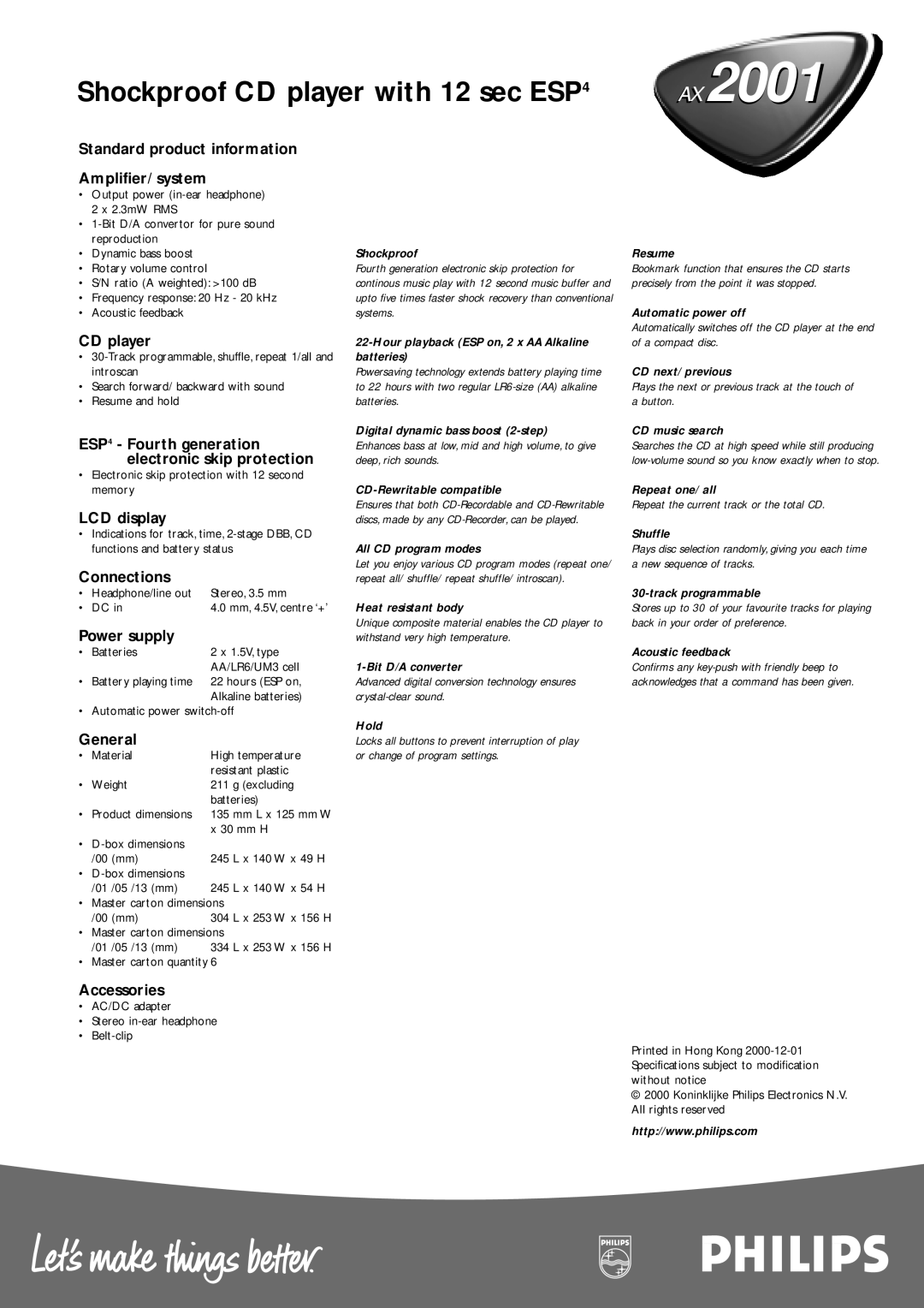 Philips AX2001 manual 