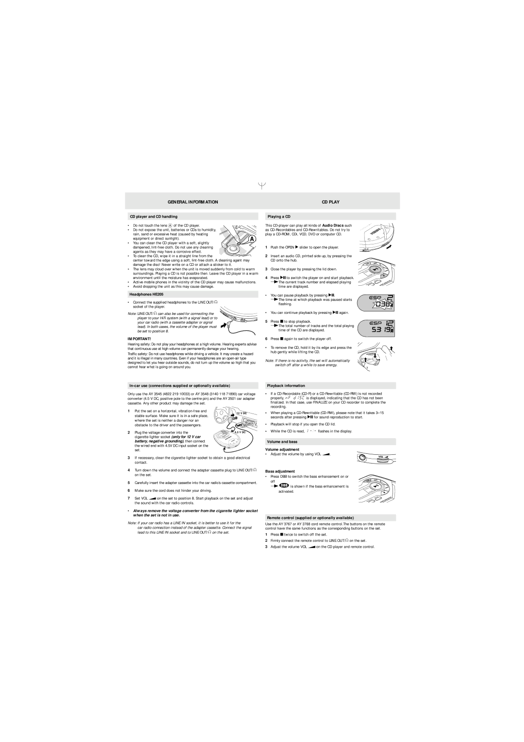 Philips AX2102/00 manual General Information 