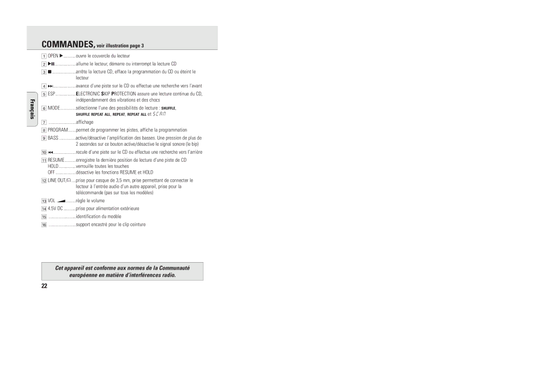 Philips AX2003, AX5001, AX5000, AX2000, AX2011, AX2002 manual COMMANDES, voir illustration 