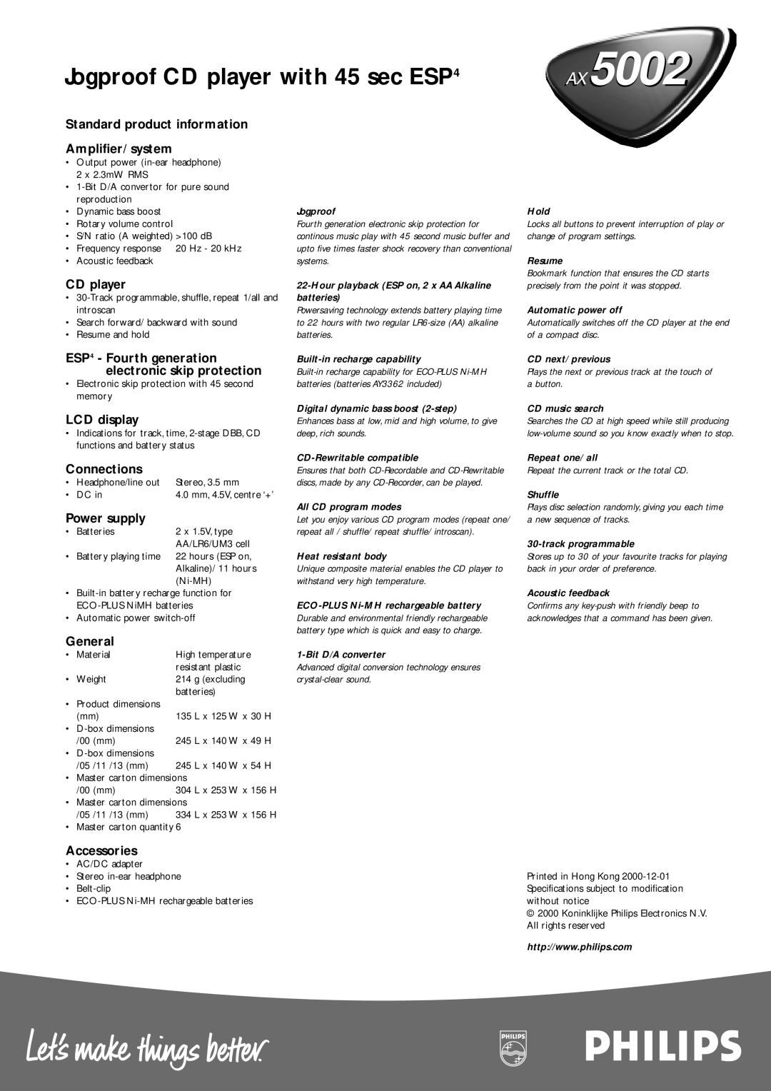 Philips AX5002 manual 