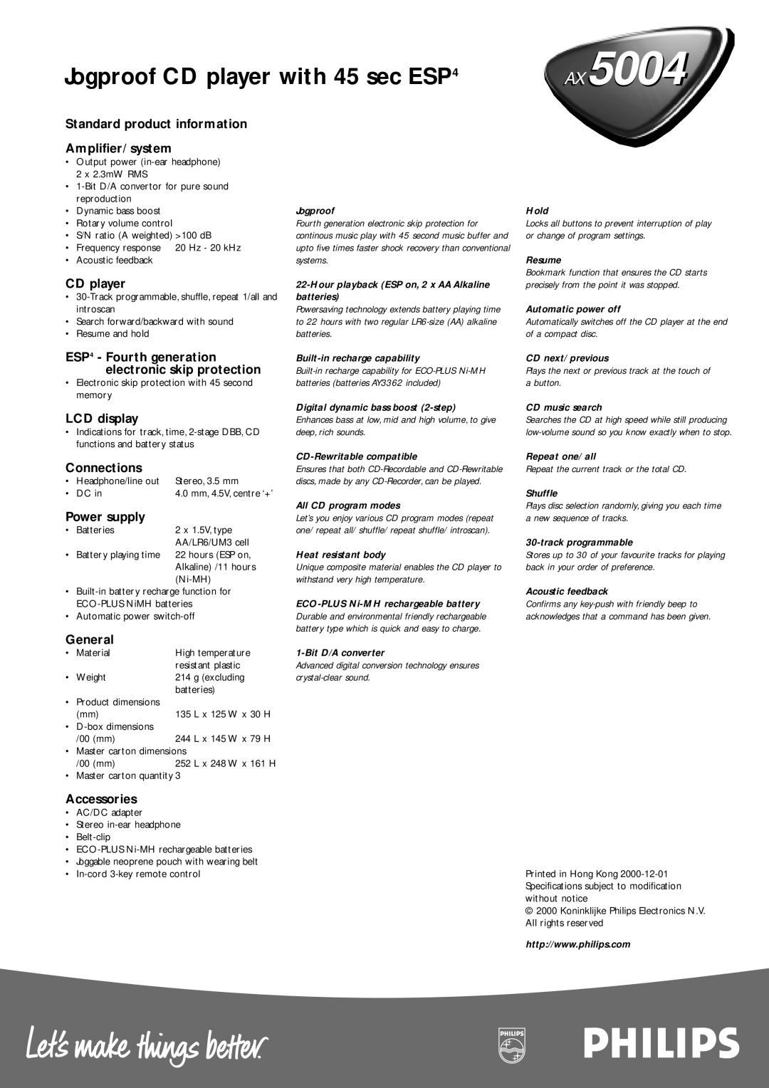 Philips AX5004 manual 