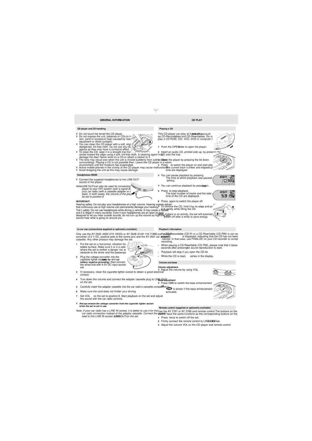 Philips AX5102, AX5101, AX5104, AX5103, AX5113, AX5100, AX2100, AX2102, AX2101 manual General Information 