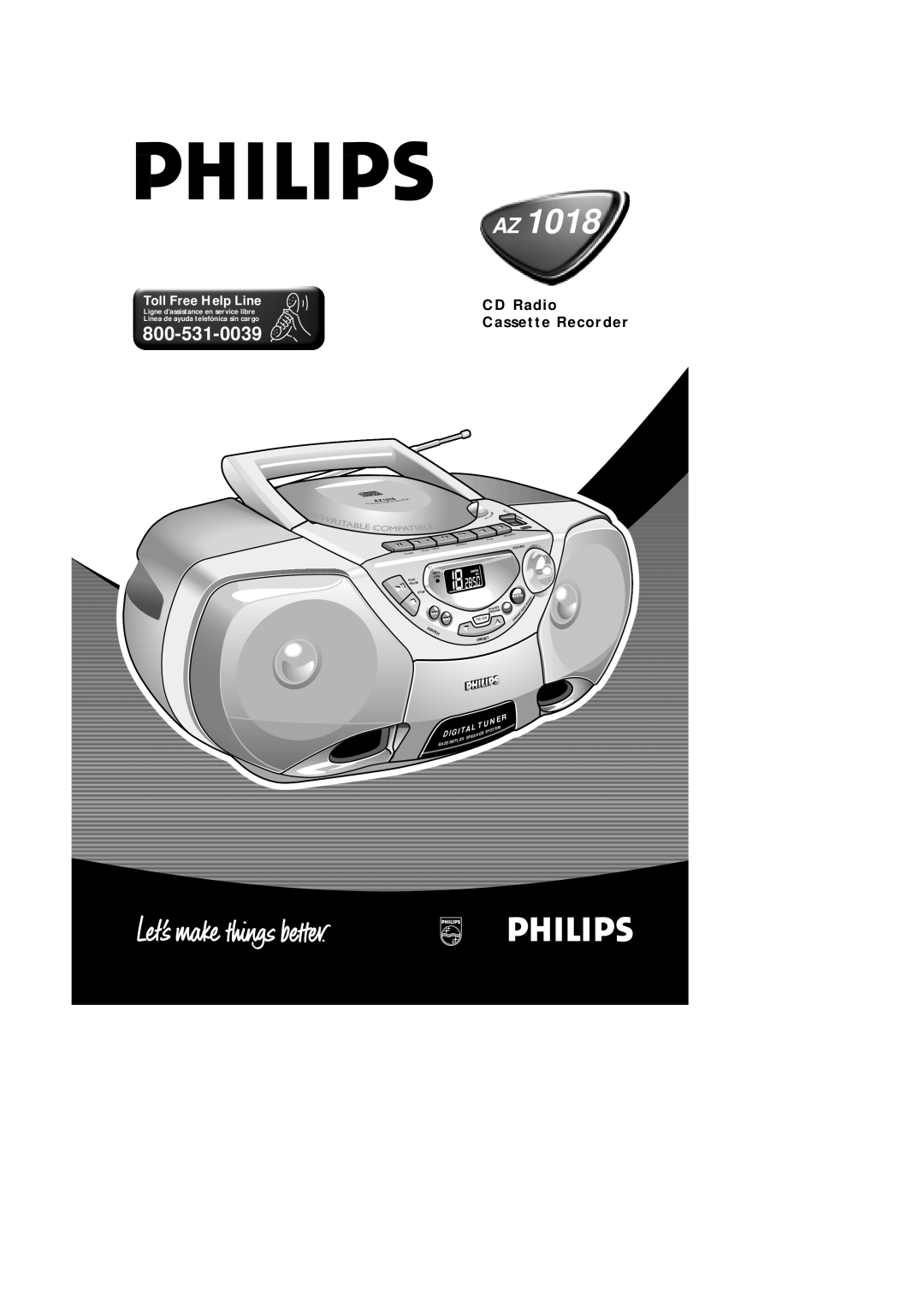 Philips AZ 1018 manual CD Radio Cassette Recorder, Toll Free Help Line, Igit, Search Preset, Fmam, Ker S, S Re 
