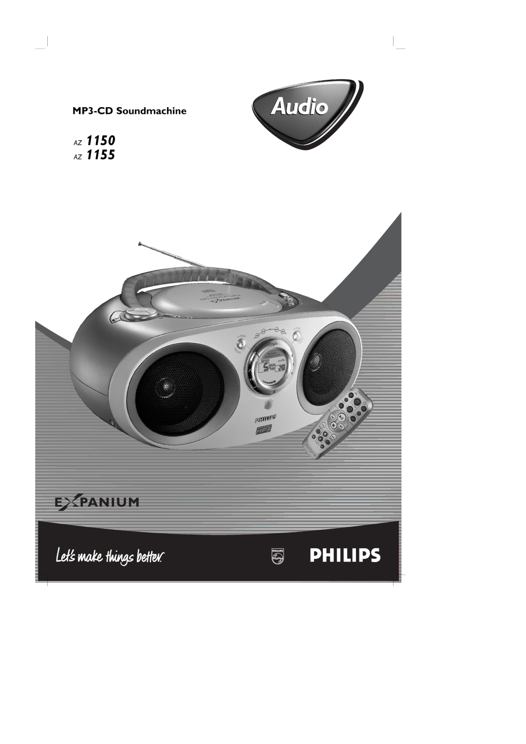 Philips AZ 1150 /00 manual Audio, MP3-CD Soundmachine 