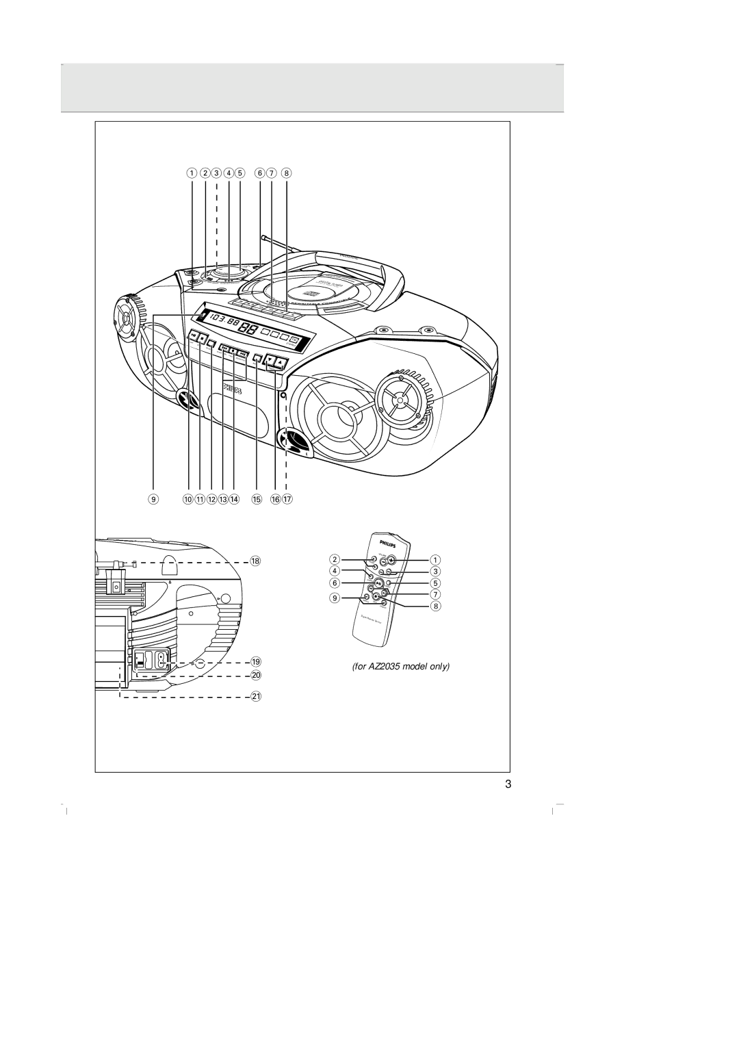 Philips AZ-2030 manual 12345 67 