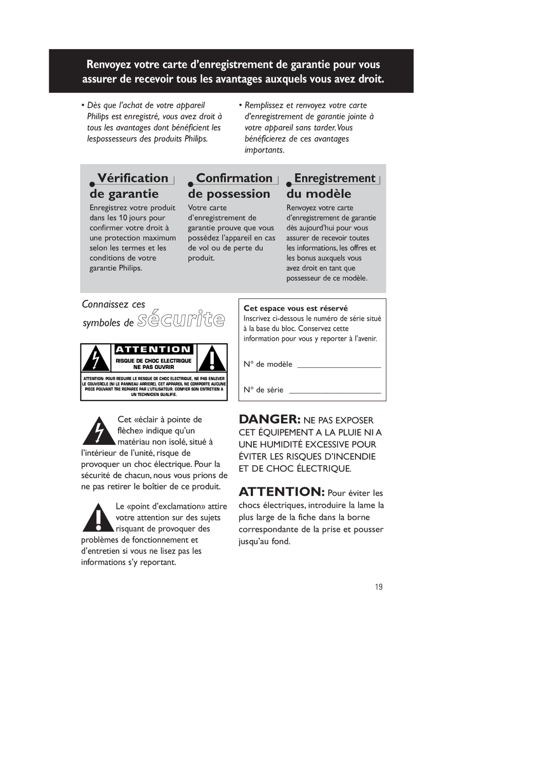 Philips AZ 2770 manual Cet espace vous est réservé 