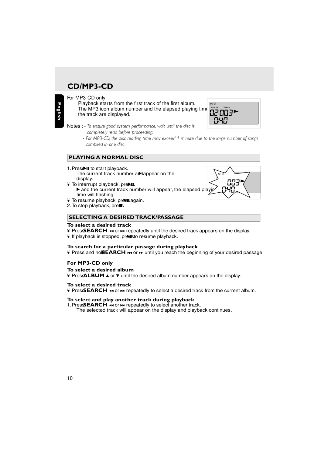 Philips AZ 6188 manual Playing a Normal Disc, Selecting a Desired TRACK/PASSAGE 