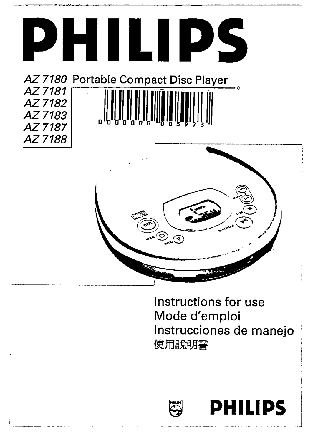 Philips AZ 7183, AZ 7187, AZ 7188, AZ7180 manual 