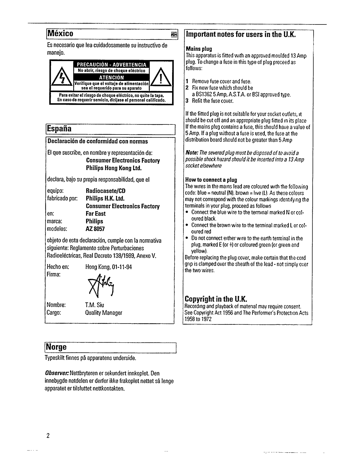 Philips AZ 8057/05 manual 