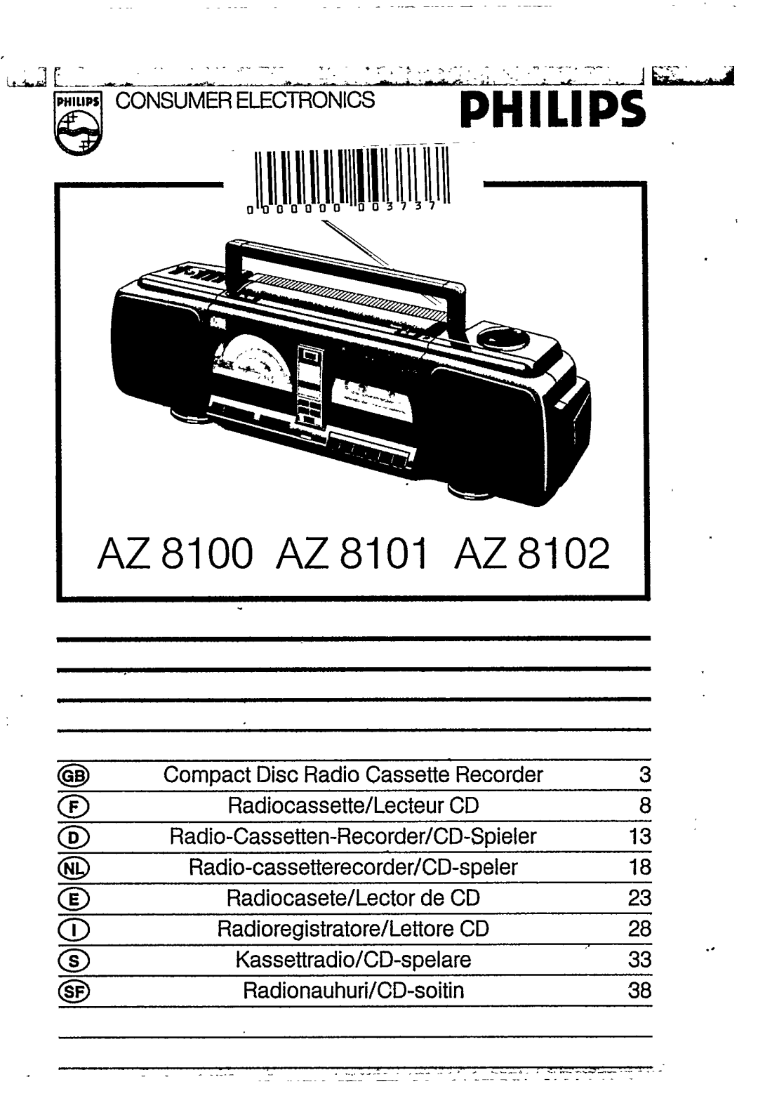 Philips AZ 8101, AZ 8102, AZ 8100 manual 