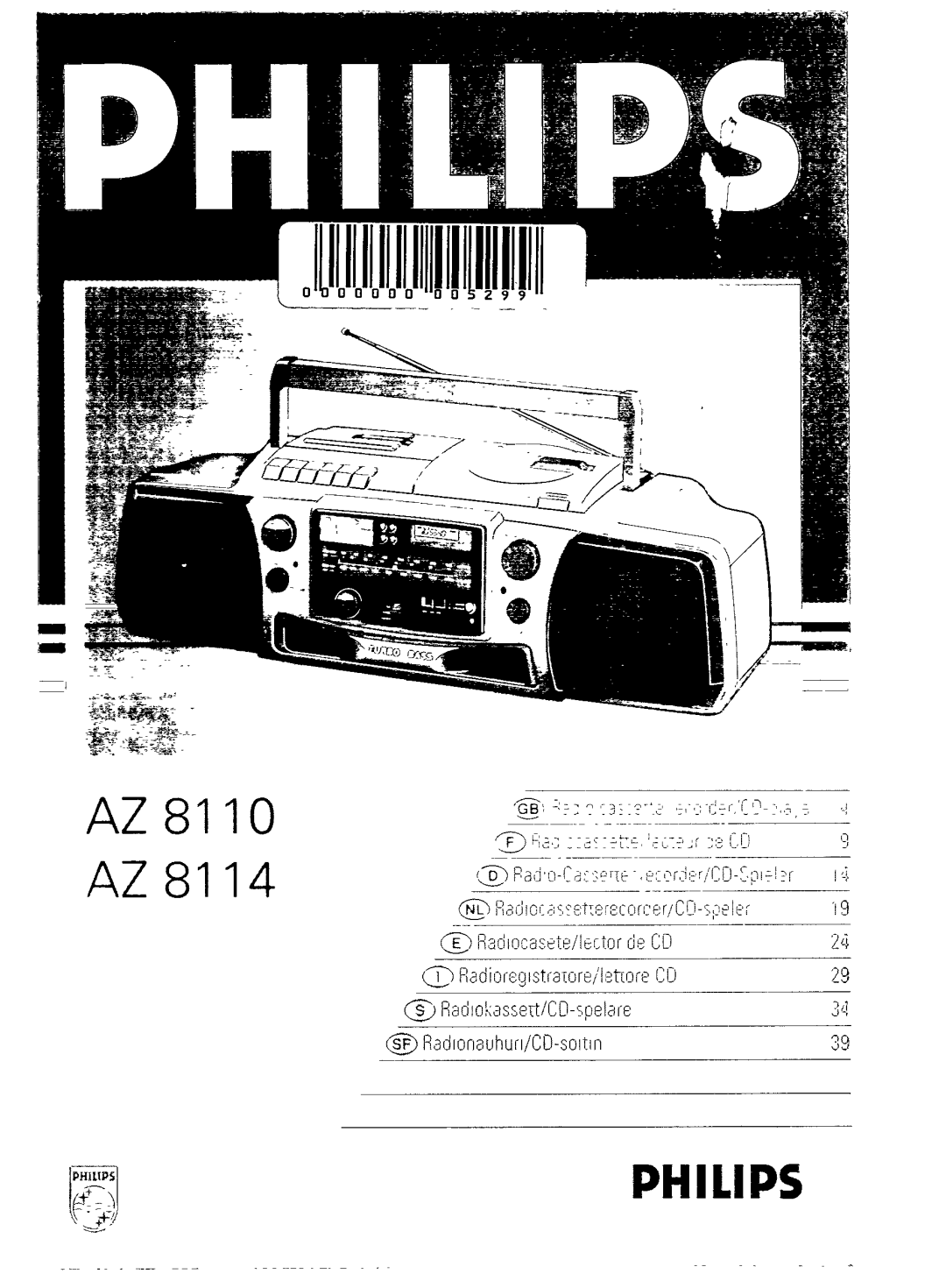 Philips AZ 8114, AZ 8110 manual 