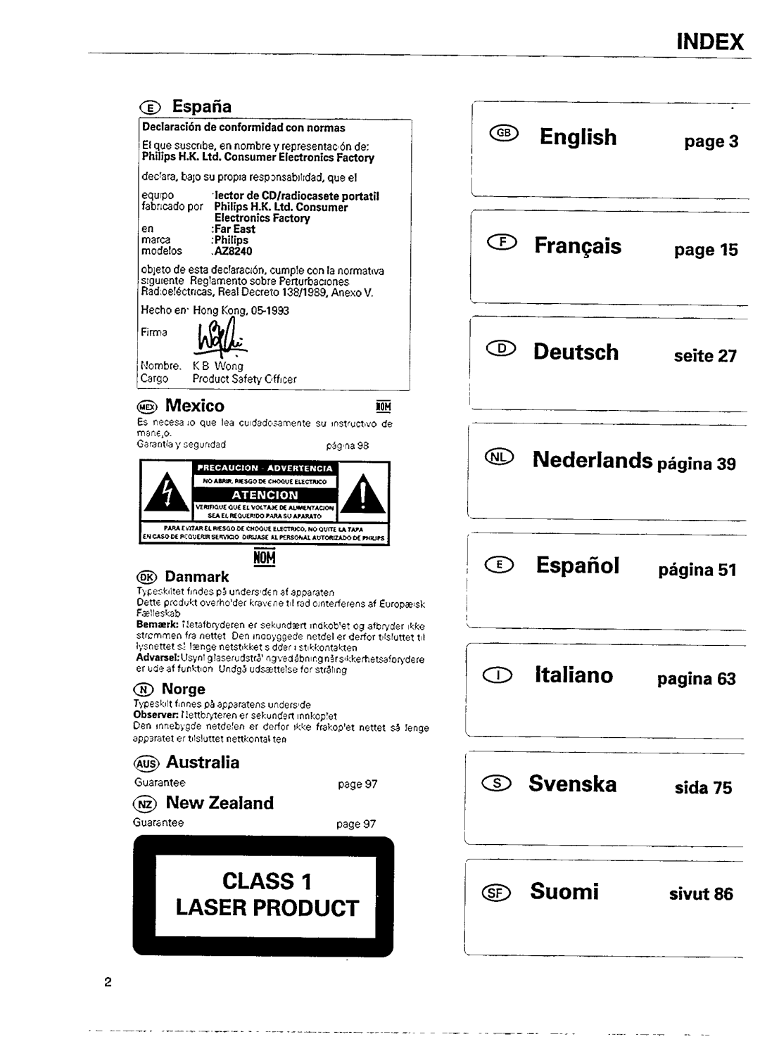 Philips AZ 8240, AZ8240/05 manual 