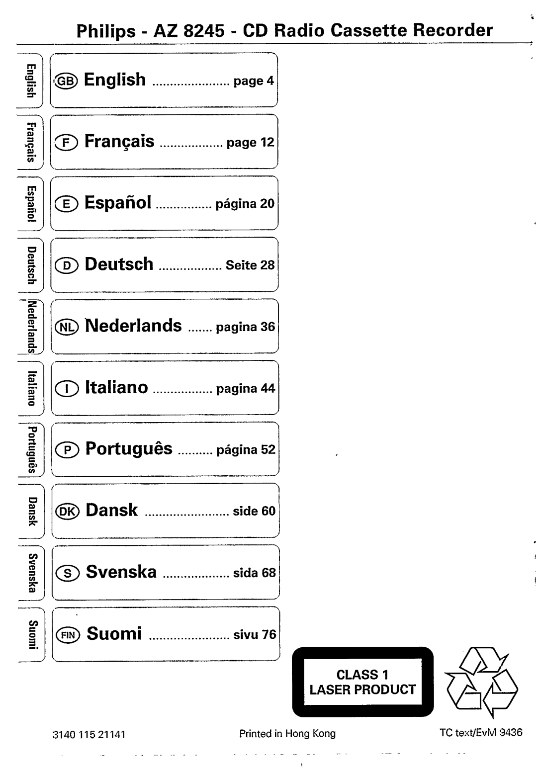 Philips AZ 8245 manual 