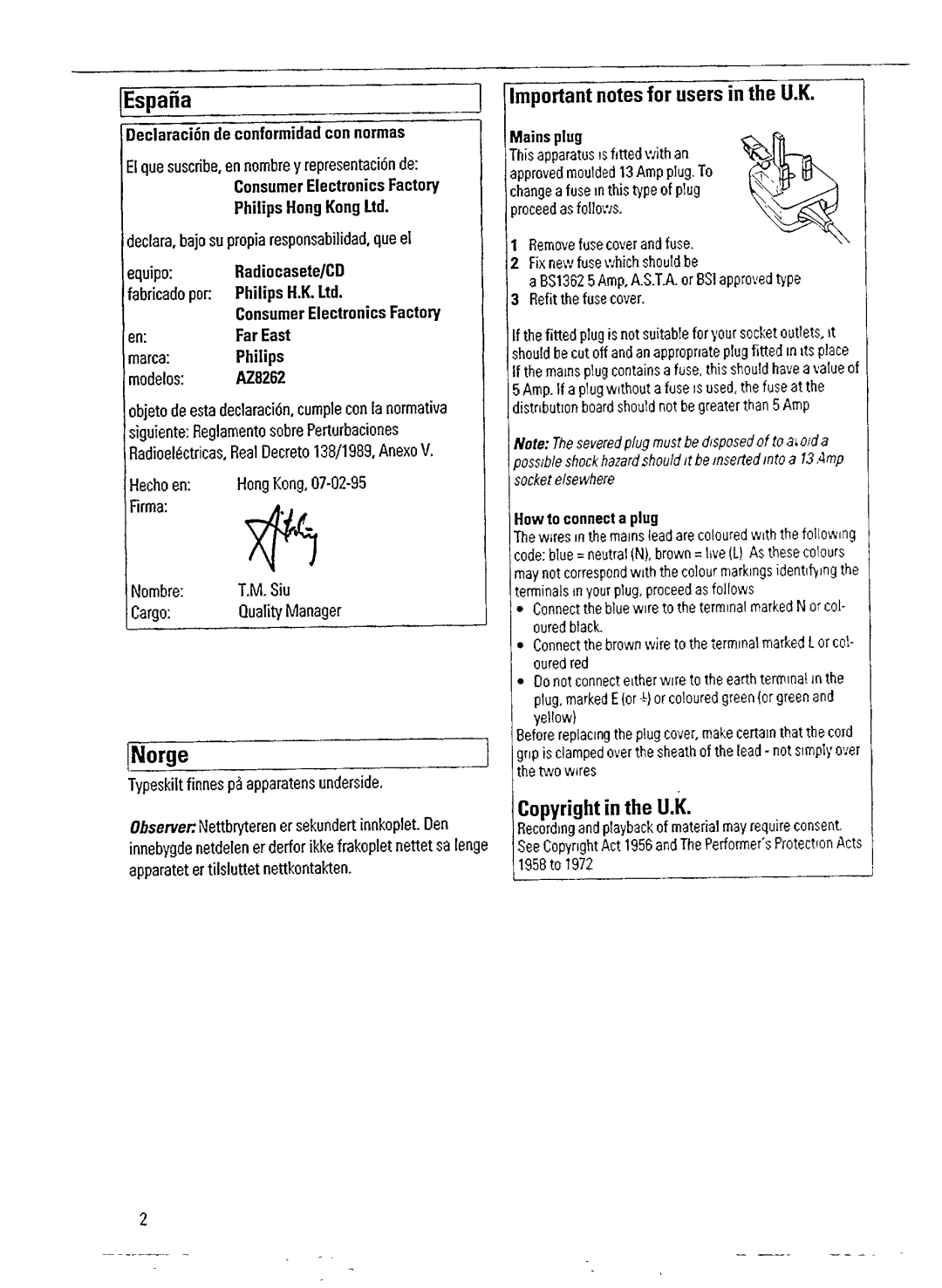 Philips AZ 8262 manual 