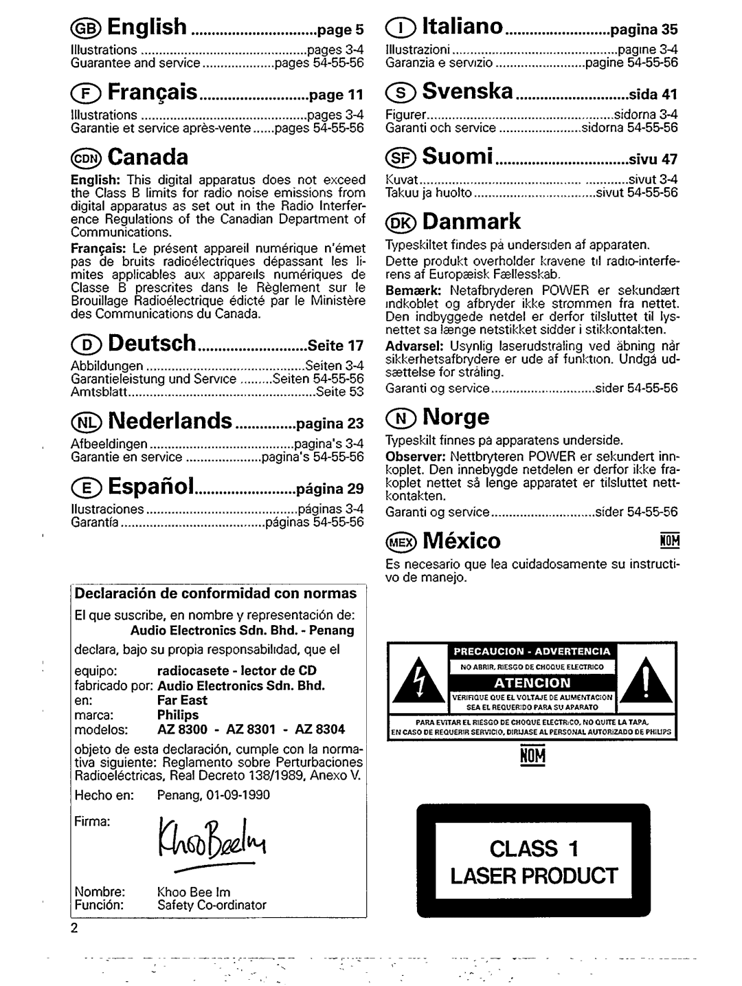 Philips AZ 8301, AZ 8300, AZ 8304 manual 