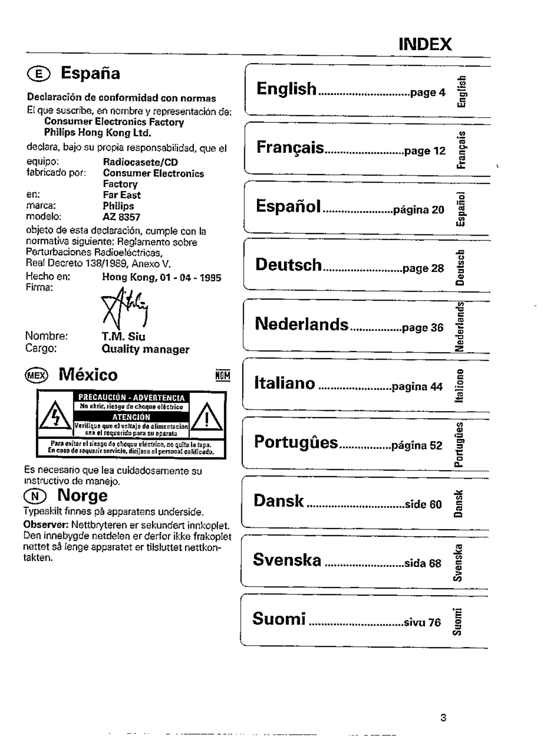 Philips AZ 8357/05 manual 