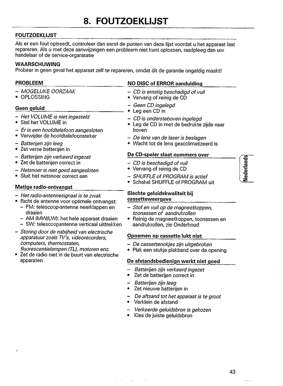 Philips AZ 8357 manual 