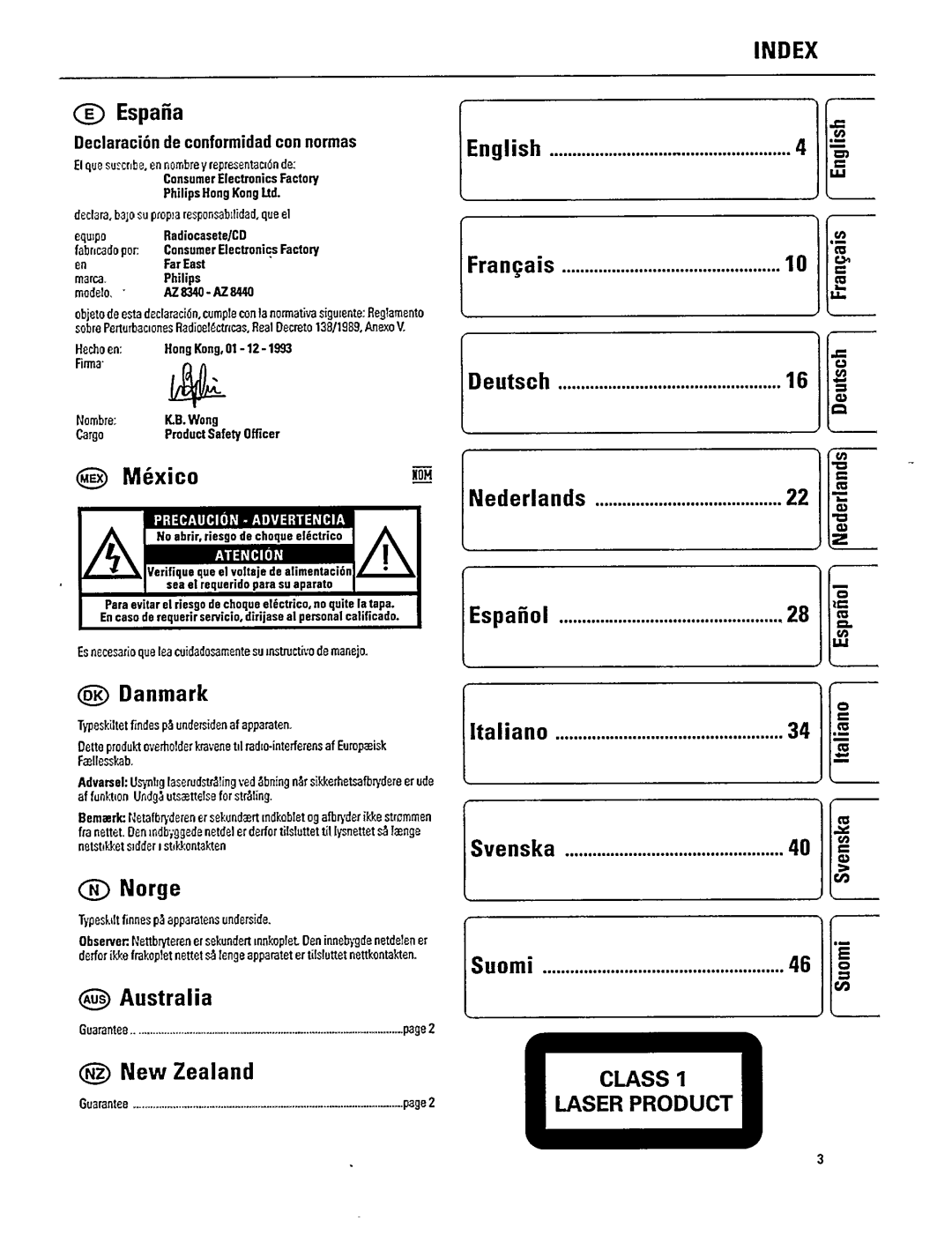 Philips AZ 8340, AZ 8440 manual 