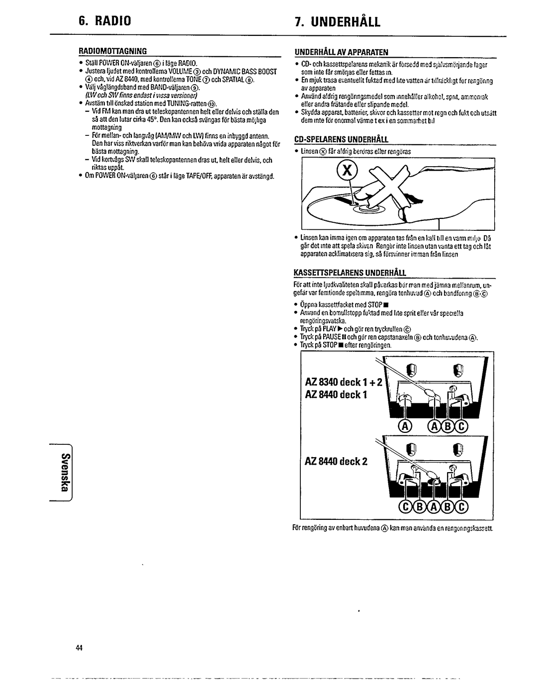 Philips AZ 8440, AZ 8340 manual 