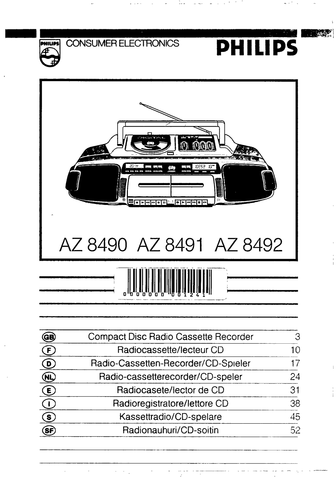 Philips AZ 8492, AZ 8491, AZ 8490 manual 