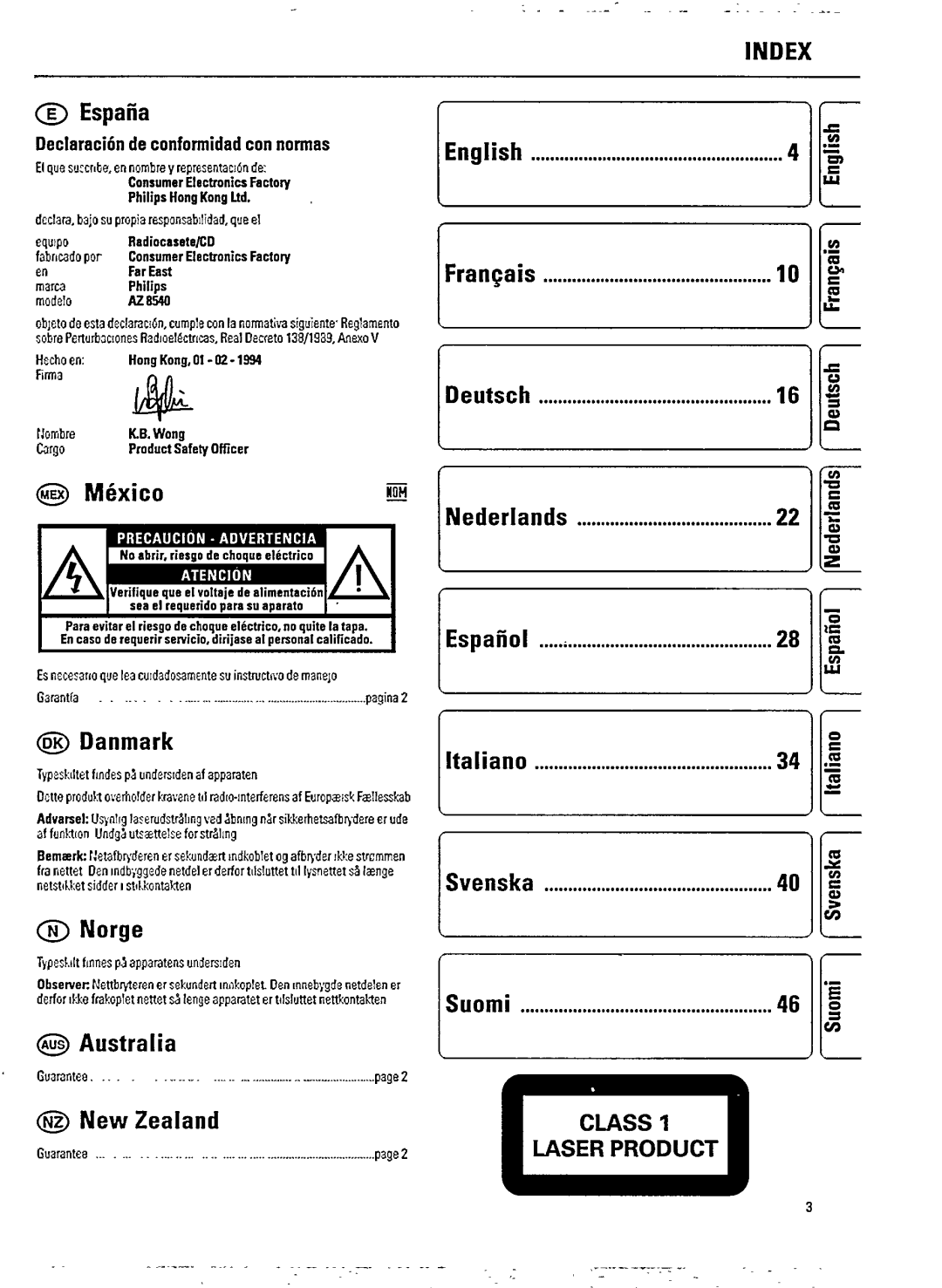 Philips AZ 8540 manual 