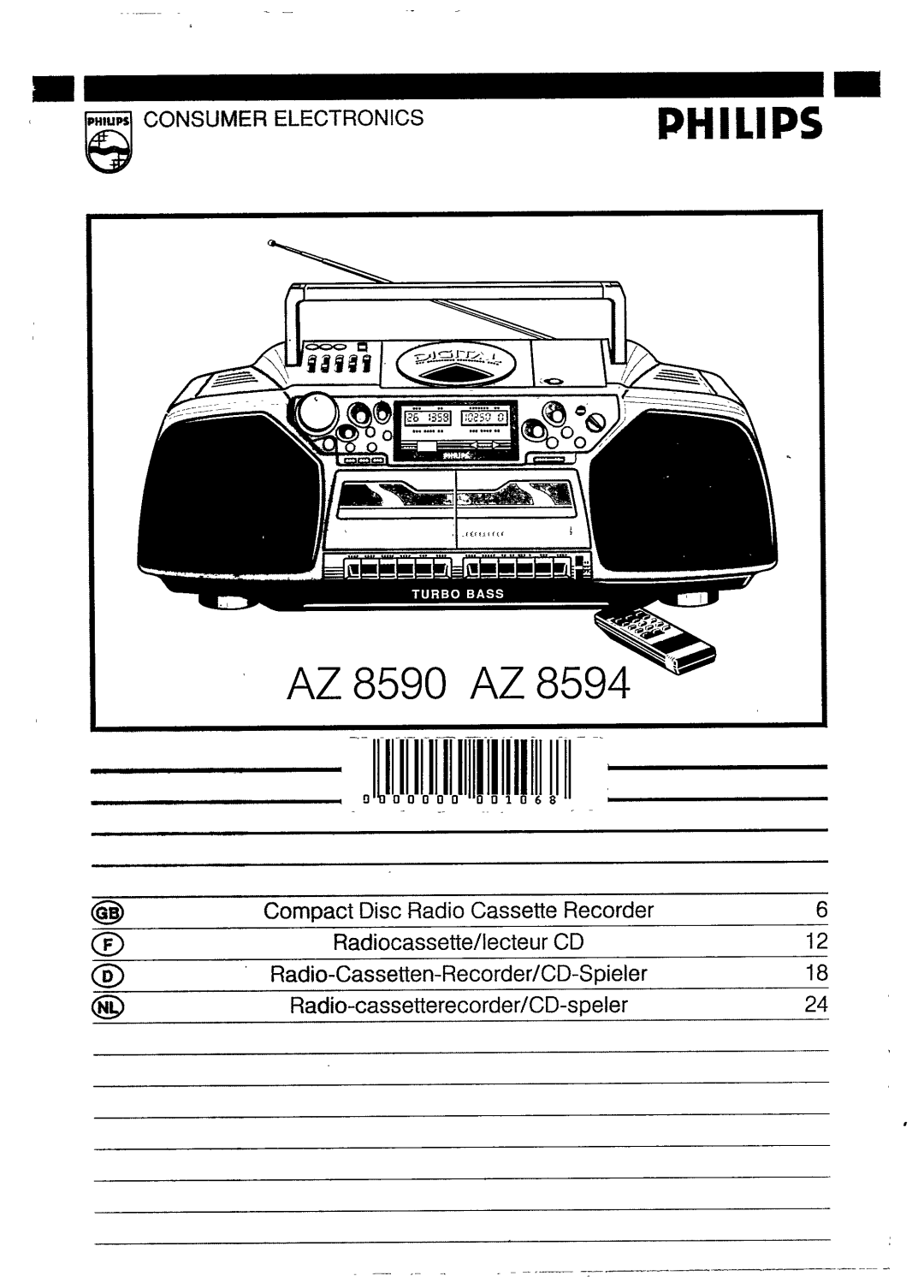 Philips AZ 8590, AZ 8594 manual 