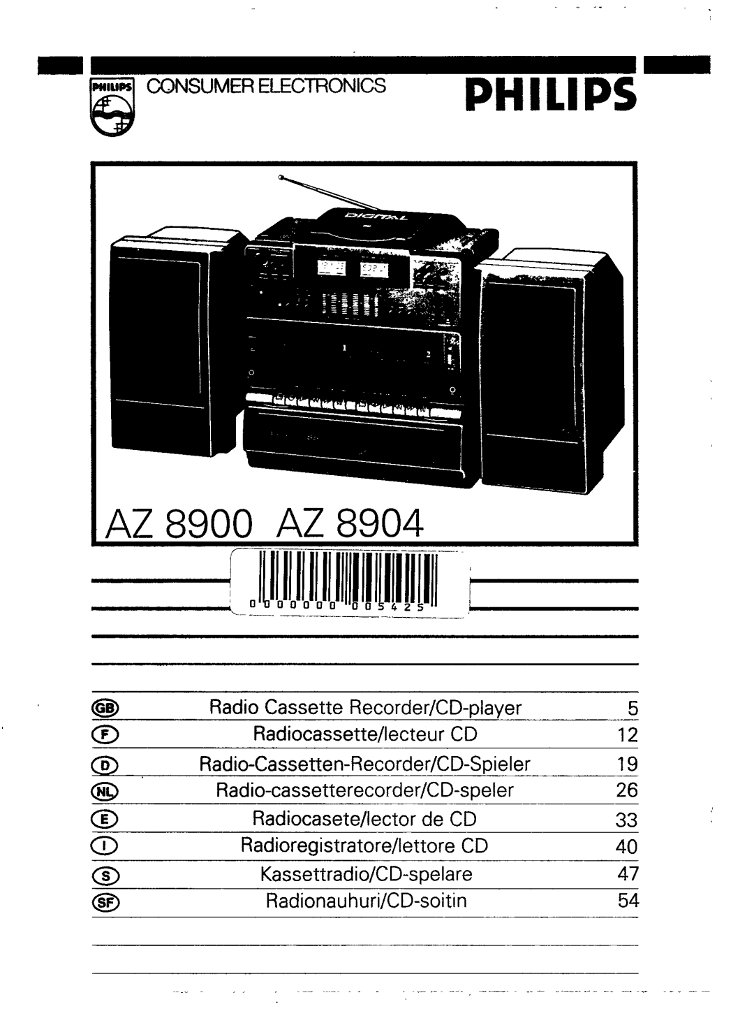 Philips AZ 8900, AZ 8904 manual 