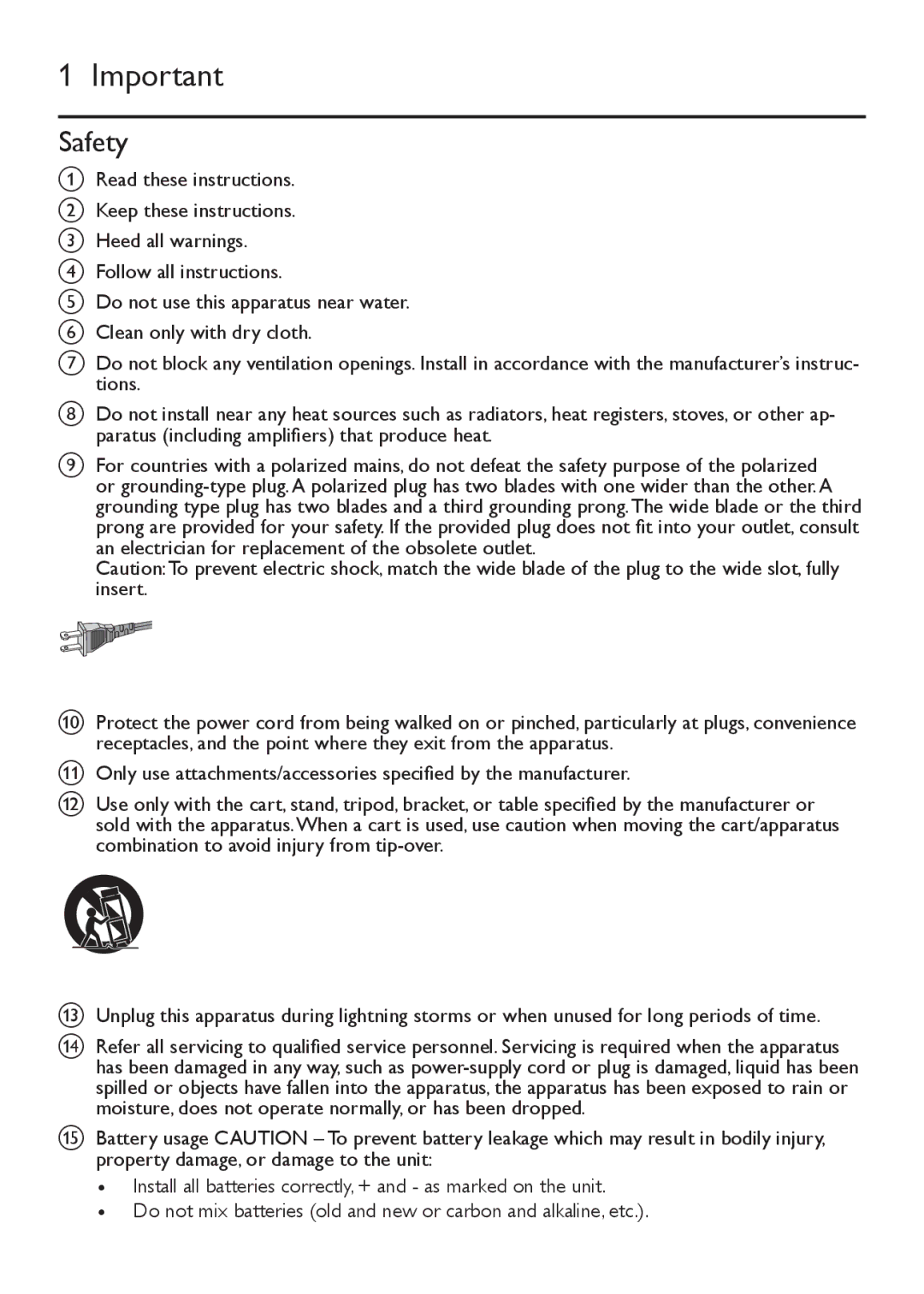 Philips AZ1027 user manual Safety 