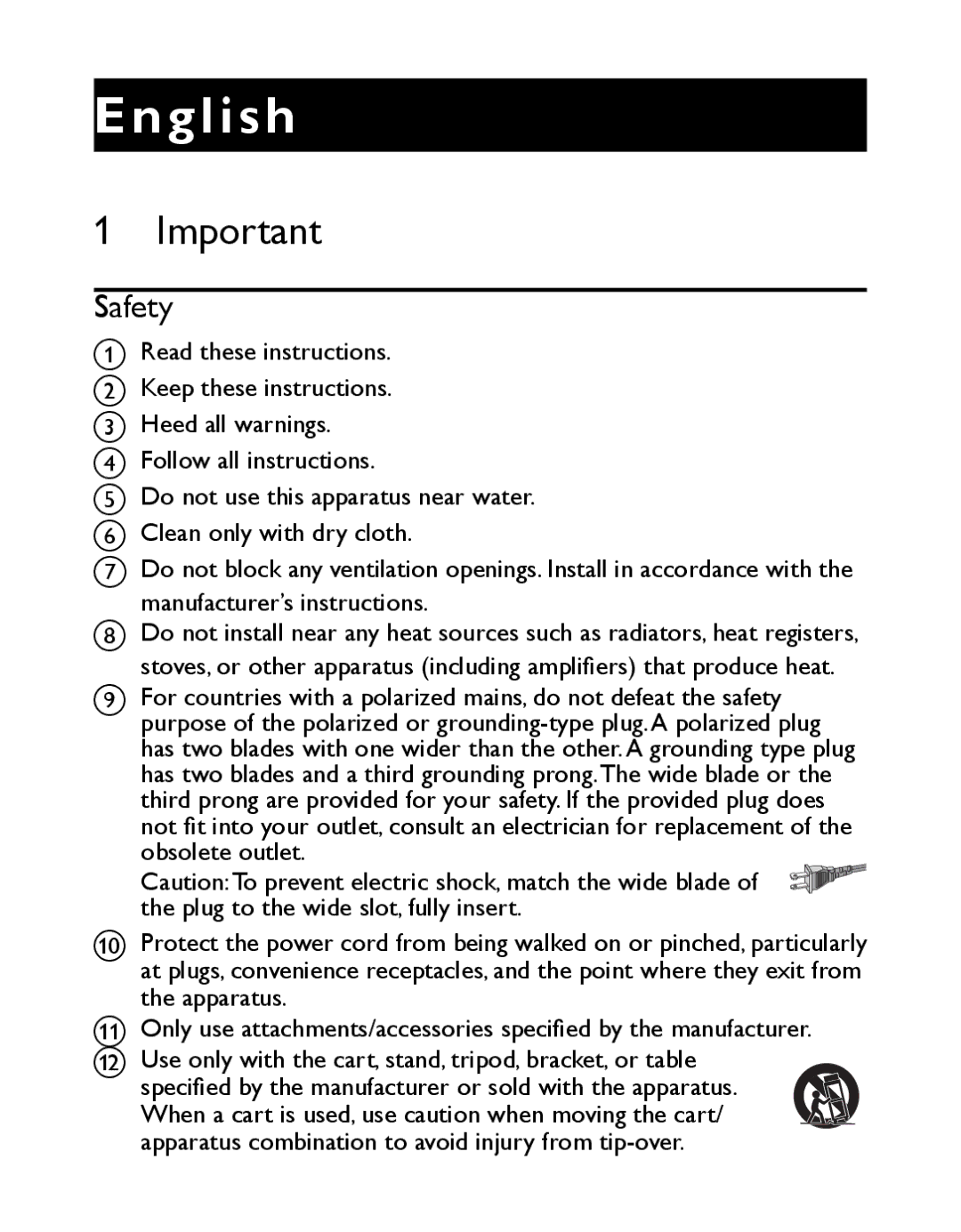 Philips AZ1027/12 user manual English, Safety 