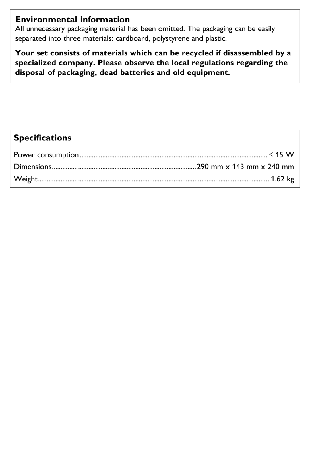 Philips AZ102R, AZ102S, AZ102G, AZ102V, AZ102B user manual Specifications 