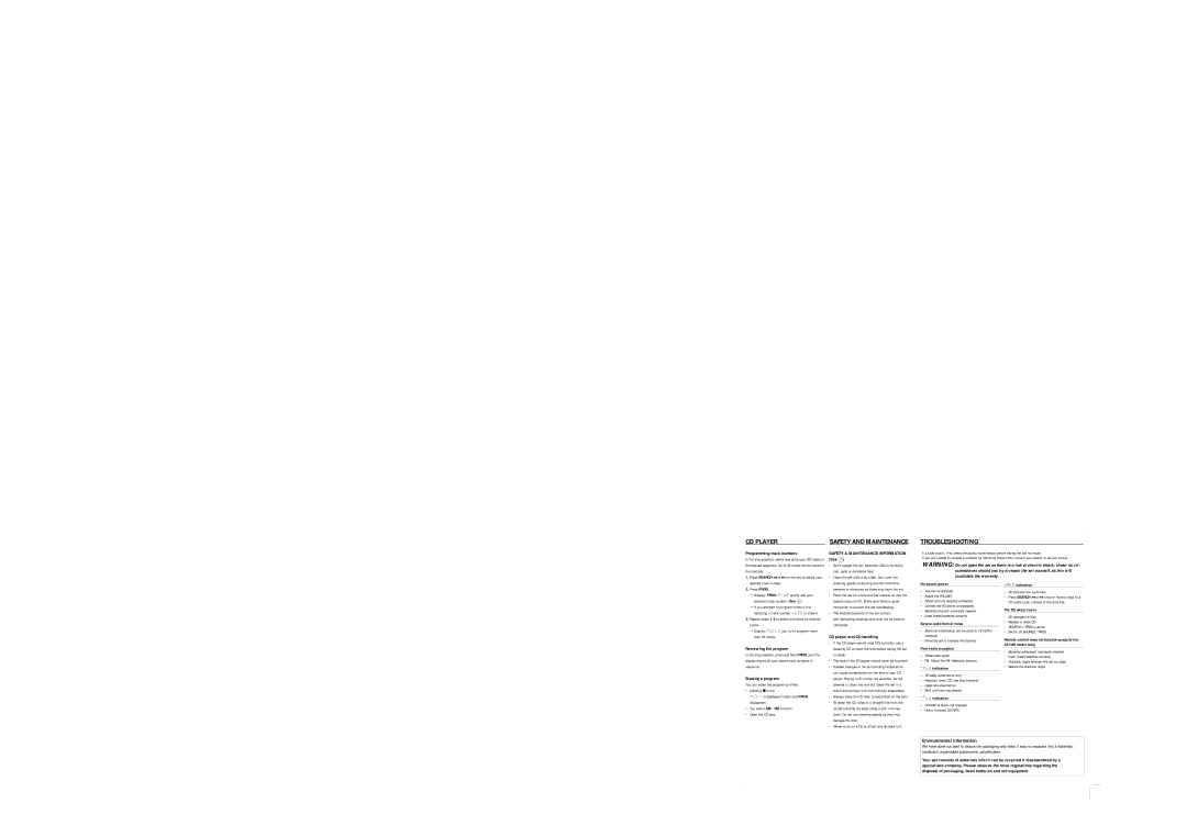 Philips AZ1300, AZ1305/17 warranty Troubleshooting 