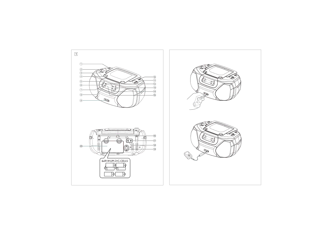 Philips AZ1816 user manual 6xR14UM-2C-CELLS 