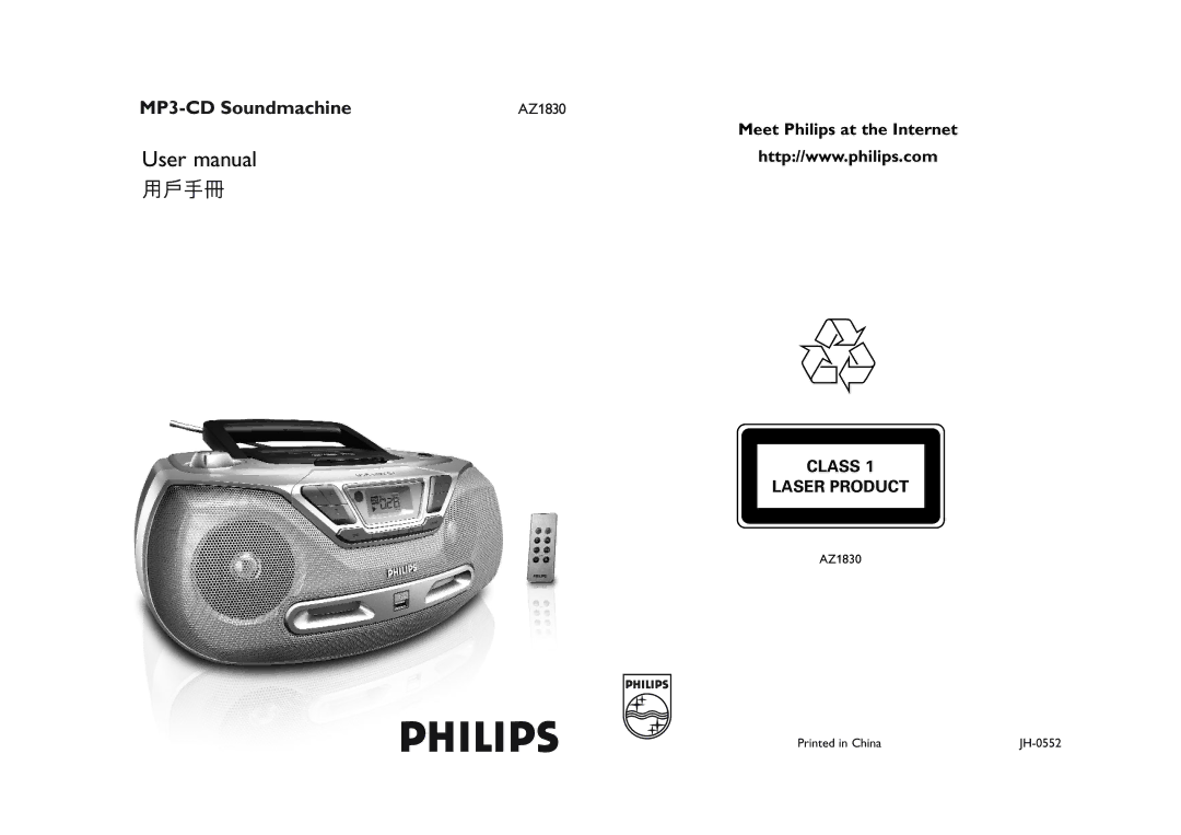 Philips AZ1830 user manual MP3-CD Soundmachine, JH-0552 