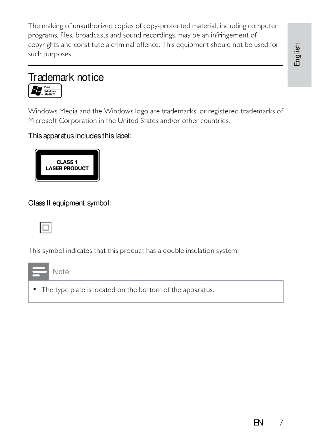 Philips AZ1837 user manual Trademark notice 