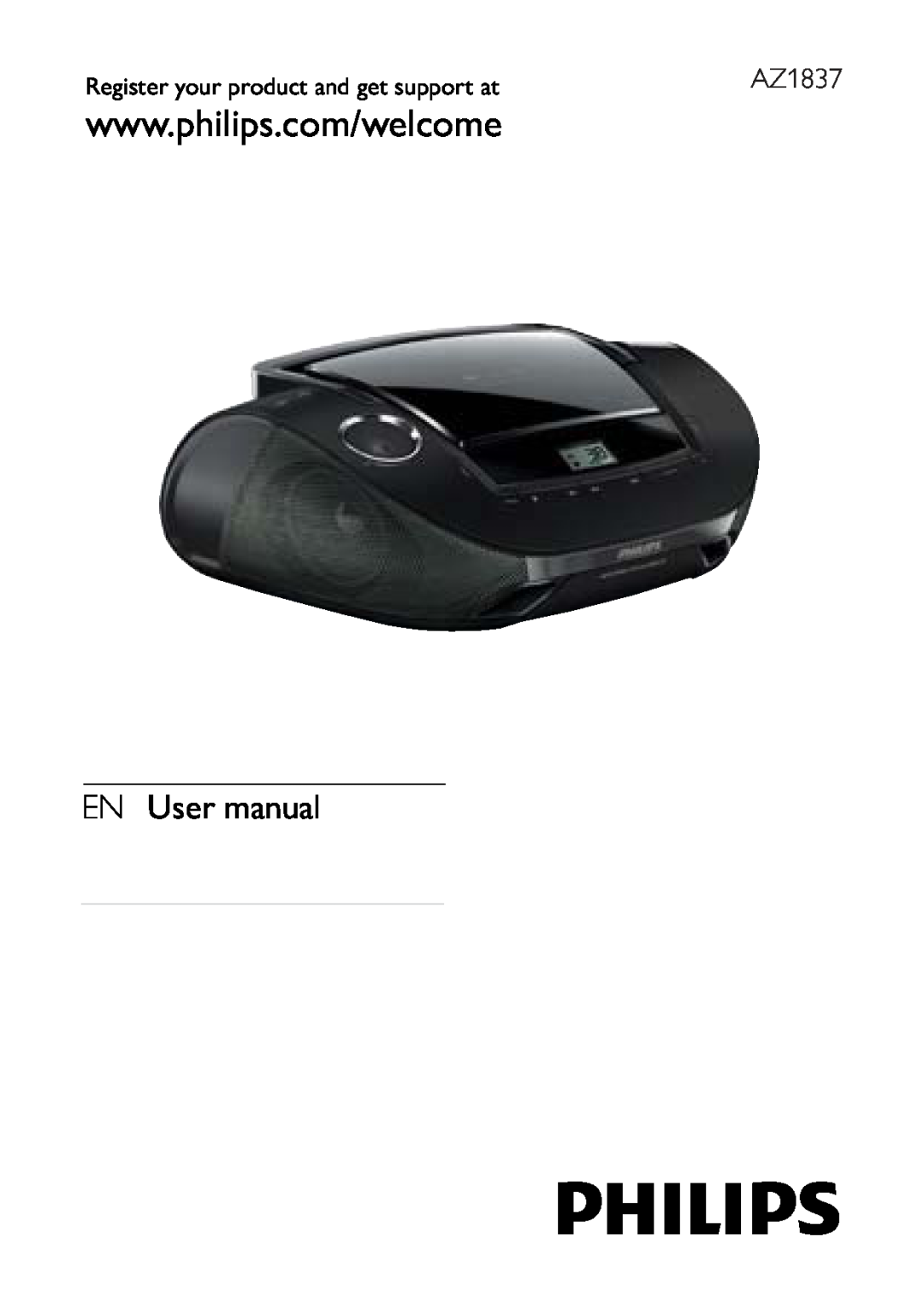 Philips AZ1837 user manual Register your product and get support at 