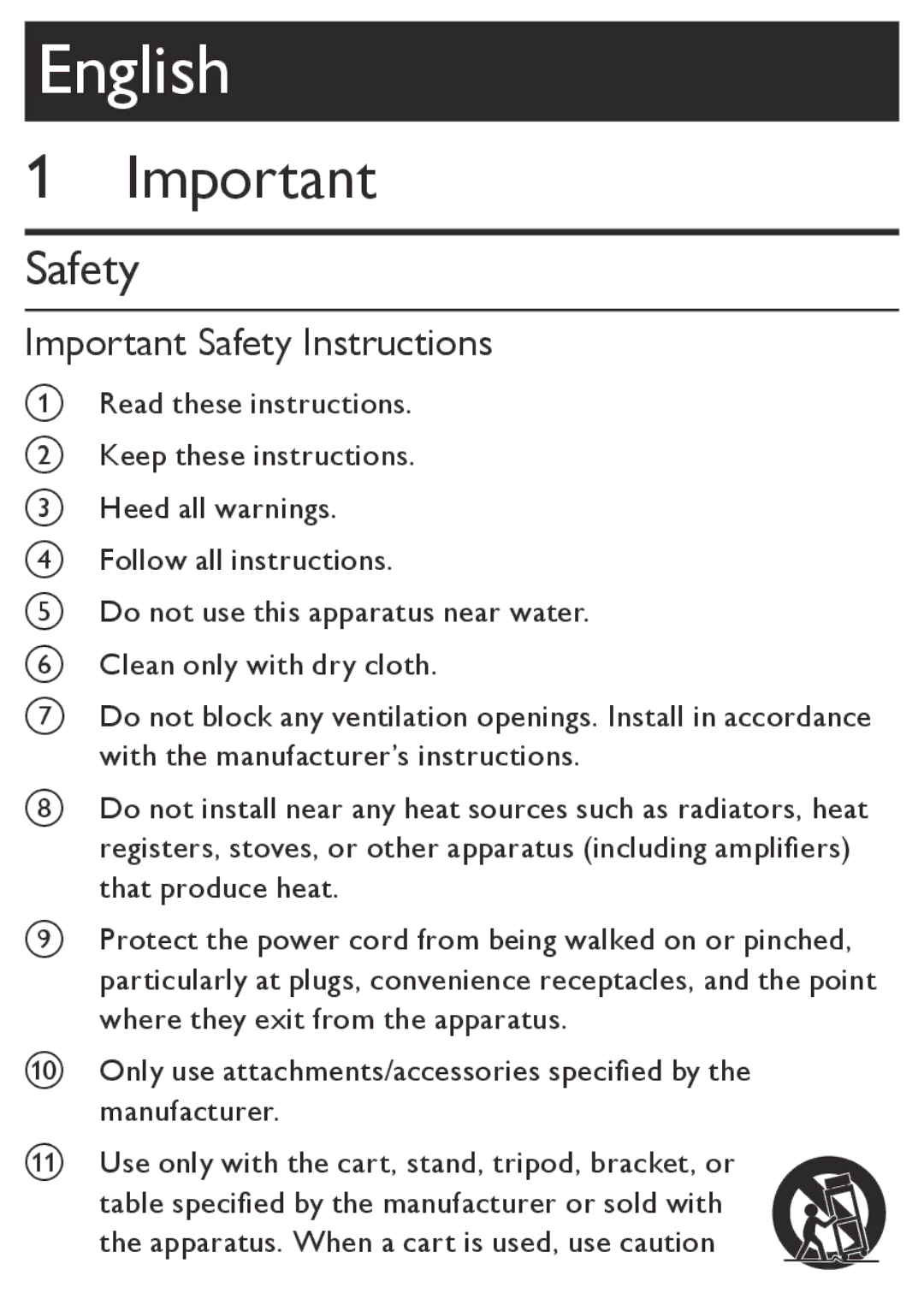 Philips AZ1850 user manual English, Safety 